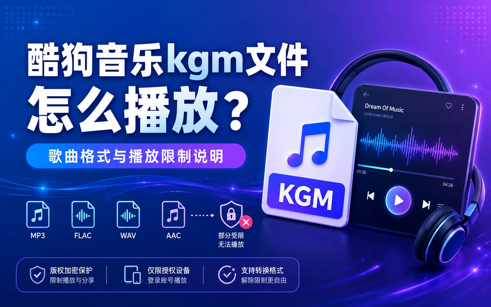 酷狗音乐kgm文件怎么播放?歌曲格式与播放限制说明 1 酷狗音乐kgm文件怎么播放?歌曲格式与播放限制说明
